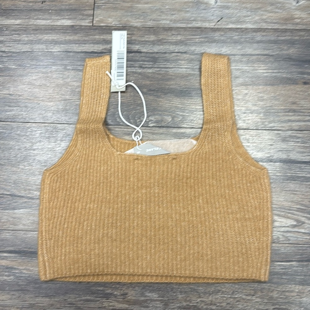 Everlane Tank Top Women XSmall  Camel Cozy Stretch Cami Sweater Crop Wool Yak